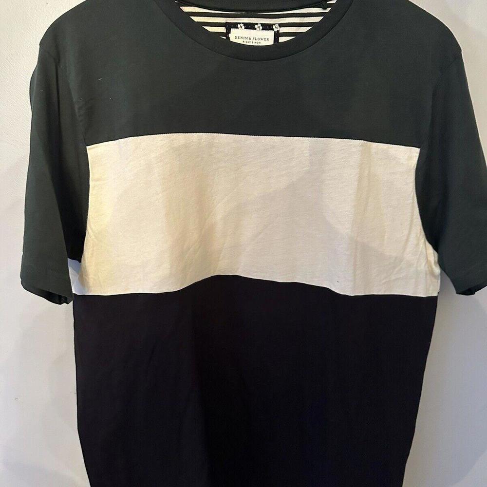 Denim & Flower Mens Size XLarge Ricky Singh Panelled Jersey Color‎ Block T Shirt